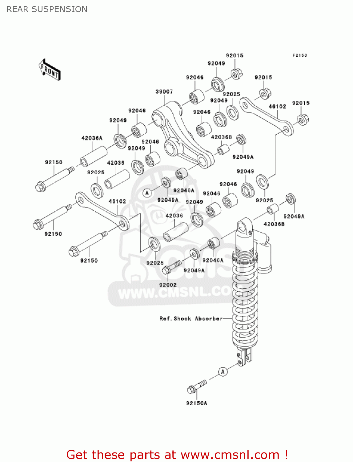 REAR SUSPENSION KX500-E16 KX500 2004 USA CANADA