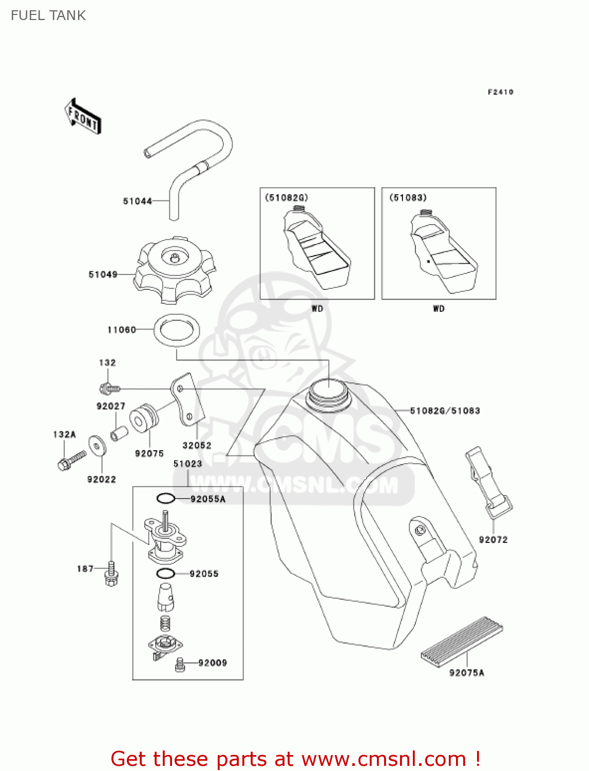 FUEL TANK KX500-E16 KX500 2004 USA CANADA