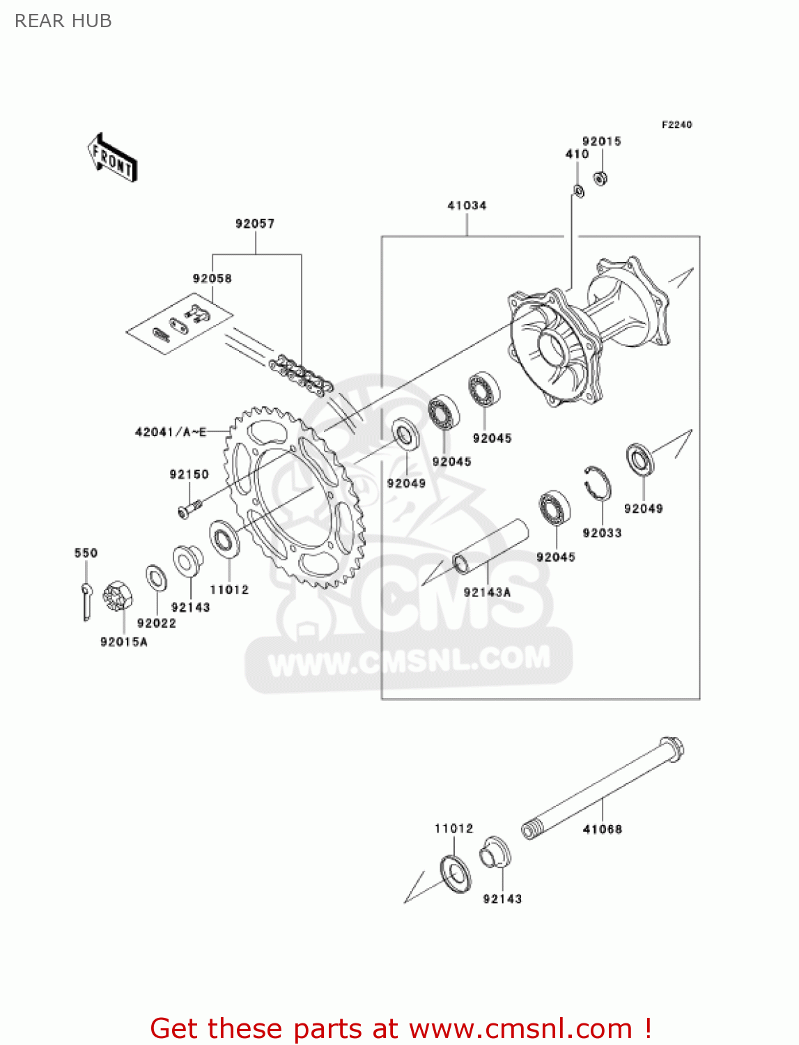 REAR HUB KX500-E16 KX500 2004 USA CANADA