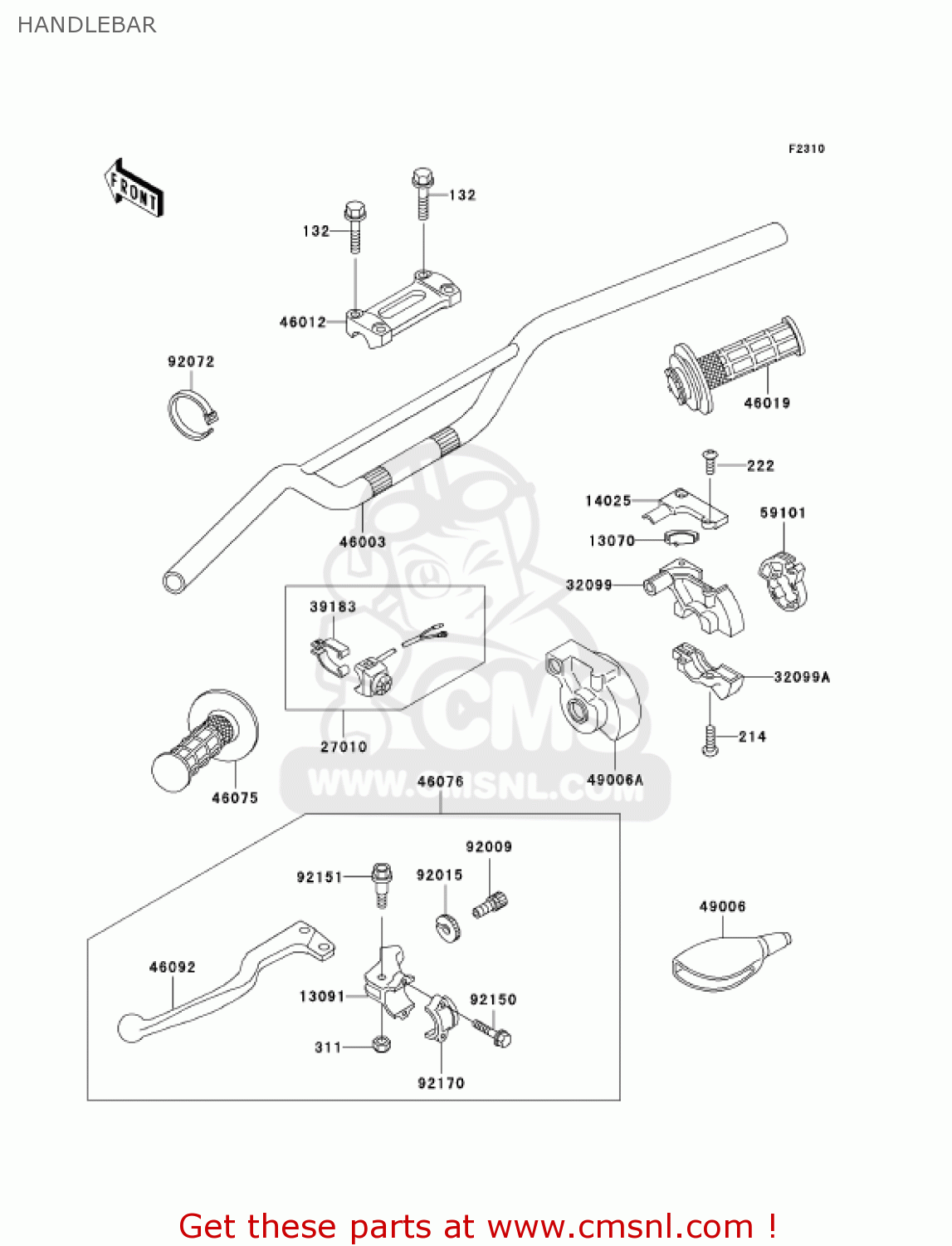 HANDLEBAR KX500-E16 KX500 2004 USA CANADA