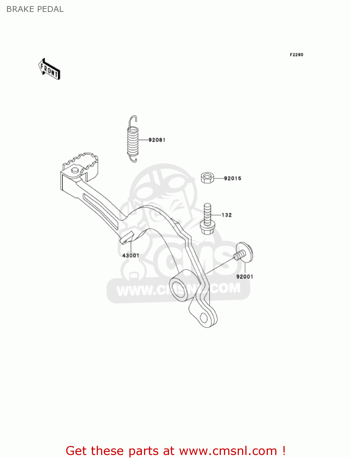 BRAKE PEDAL KX500-E16 KX500 2004 USA CANADA