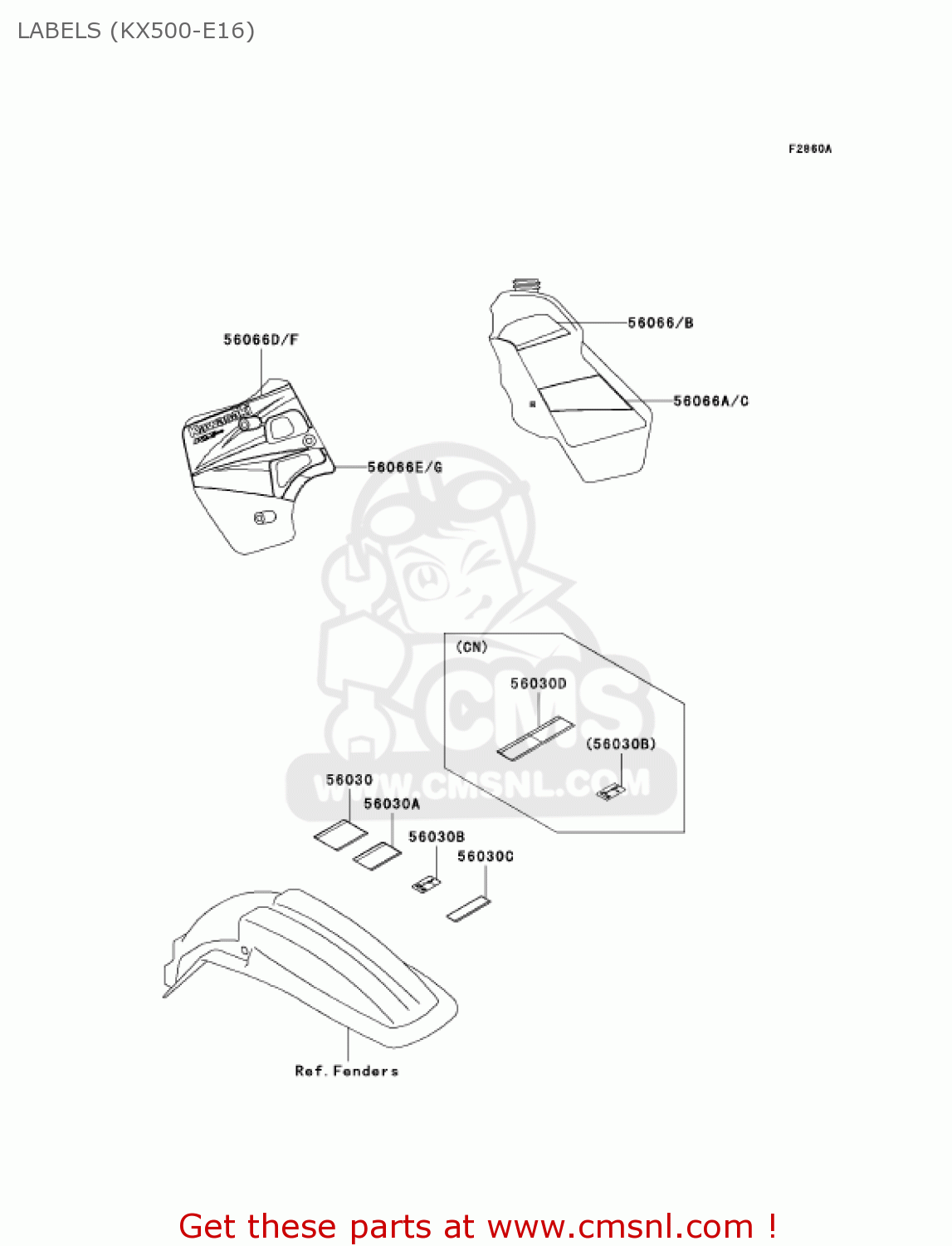 LABELS (KX500-E16) KX500-E16 KX500 2004 USA CANADA