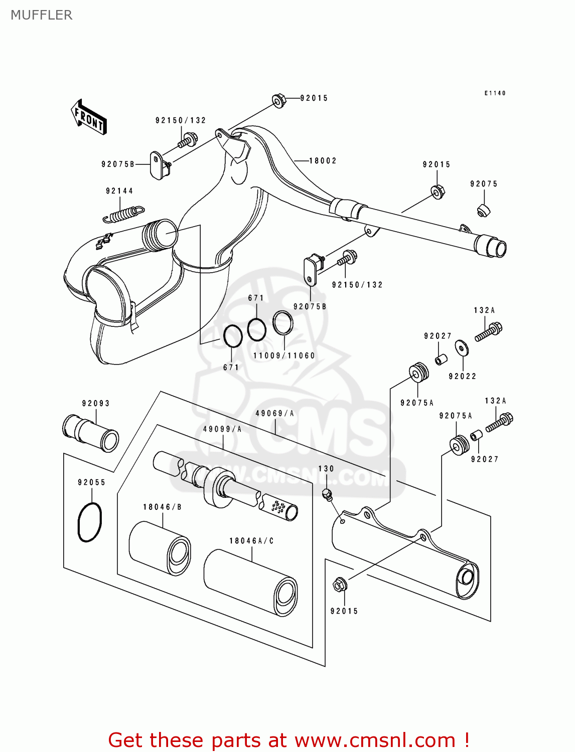 MUFFLER KX500-E2 1990 EUROPE UK AL AS