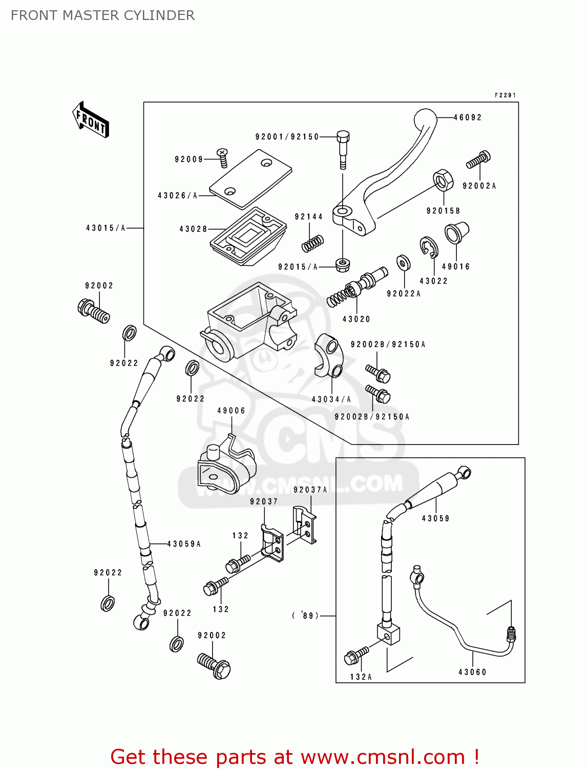 FRONT MASTER CYLINDER KX500-E2 1990 EUROPE UK AL AS