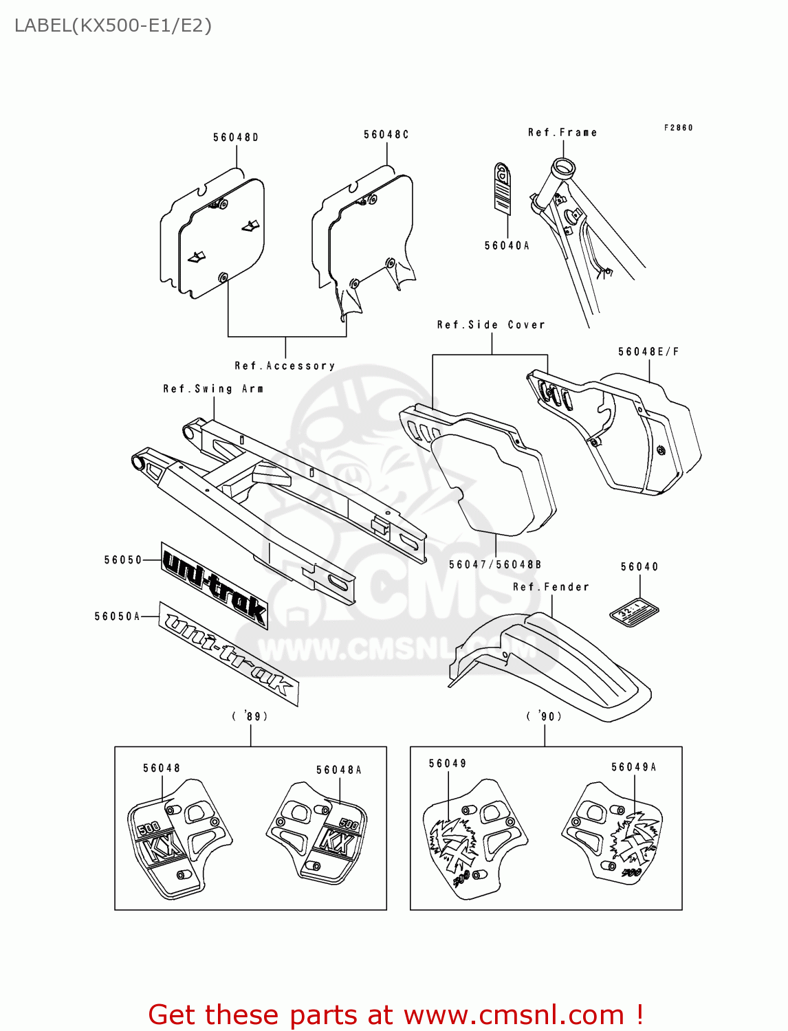 LABEL(KX500-E1/E2) KX500-E2 1990 EUROPE UK AL AS