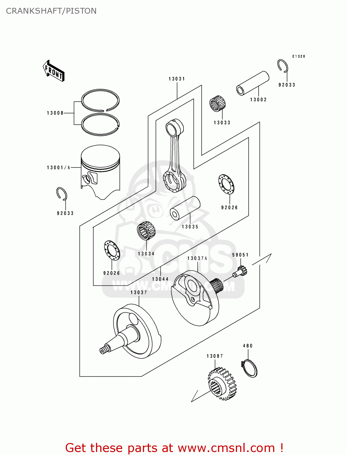 CRANKSHAFT/PISTON KX500-E2 1990 USA CANADA