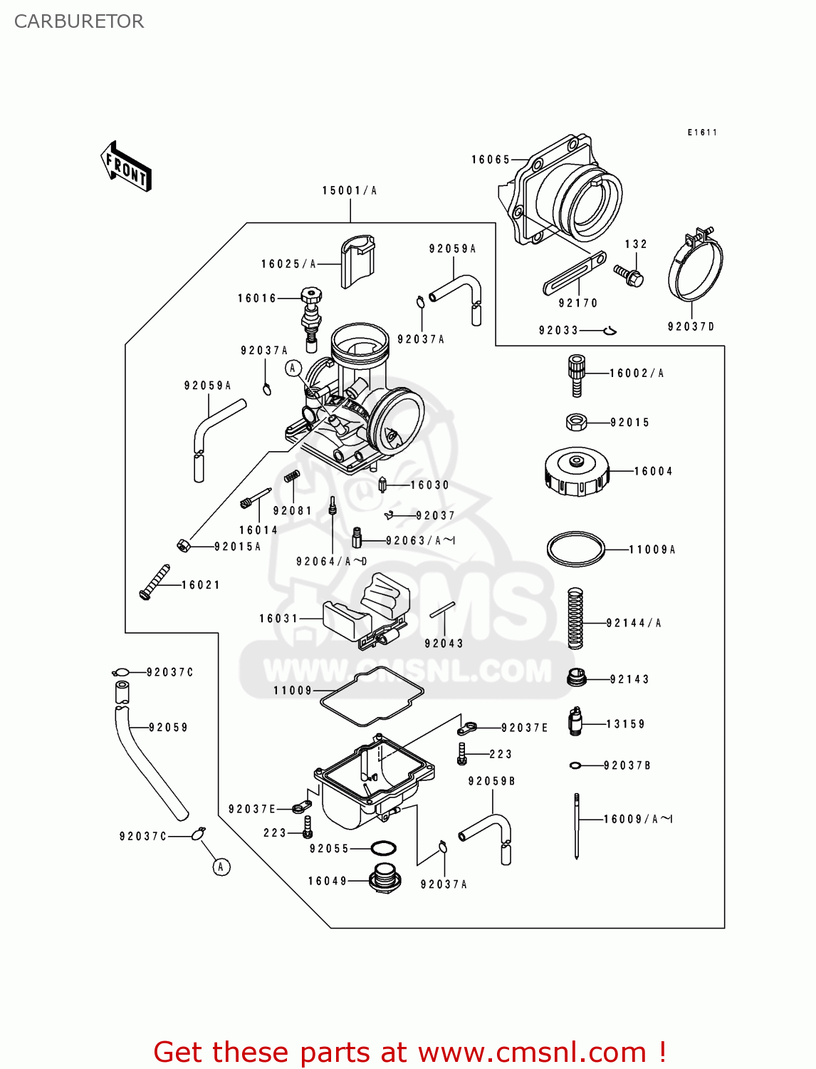 CARBURETOR KX500-E2 1990 USA CANADA