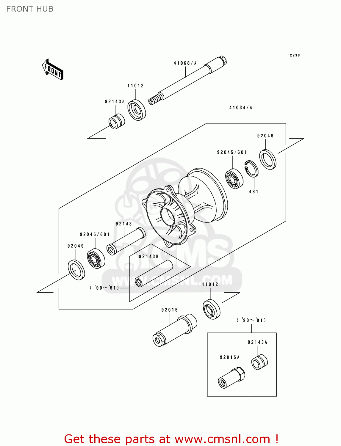 FRONT HUB KX500-E2 1990 USA CANADA