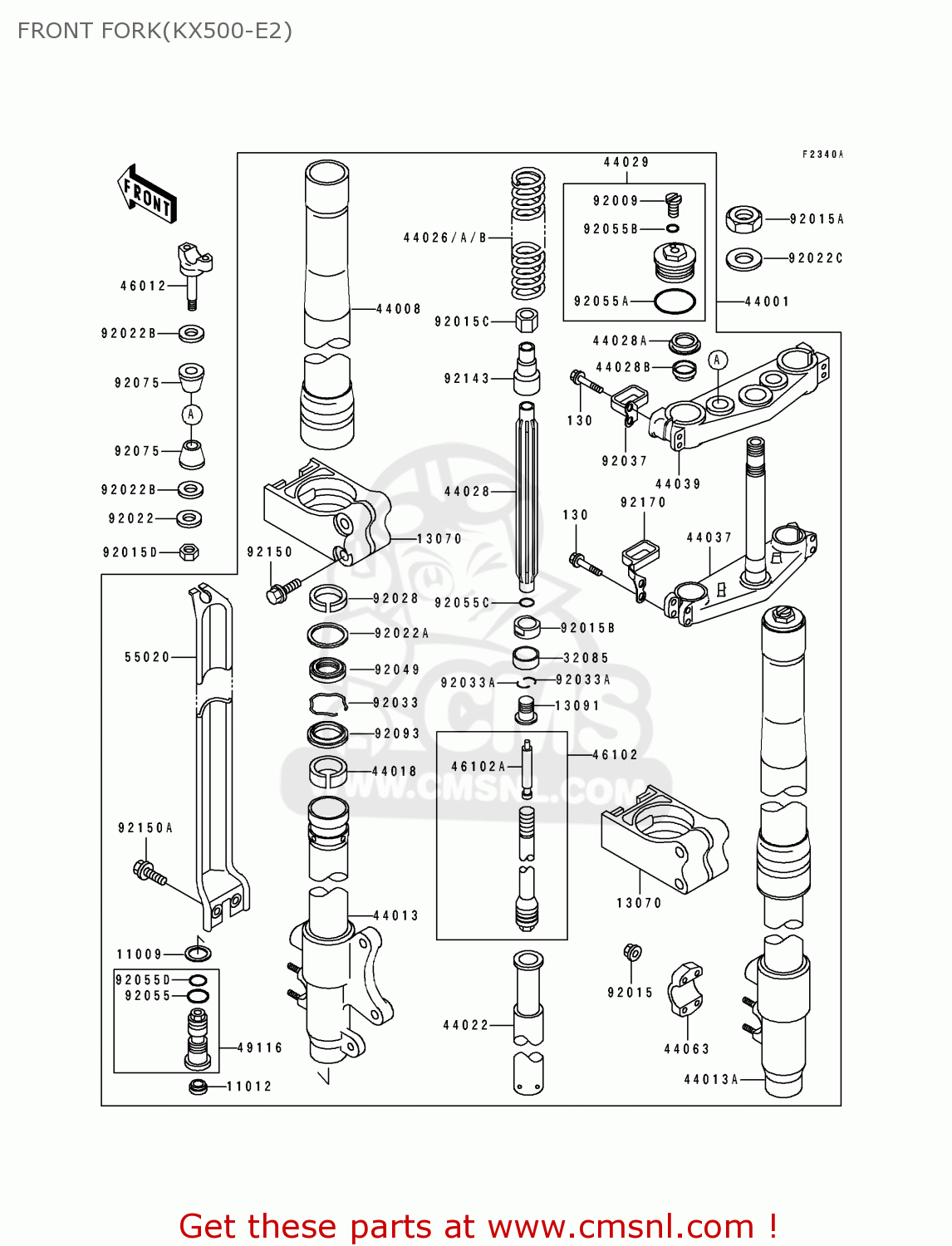 FRONT FORK(KX500-E2) KX500-E2 1990 USA CANADA