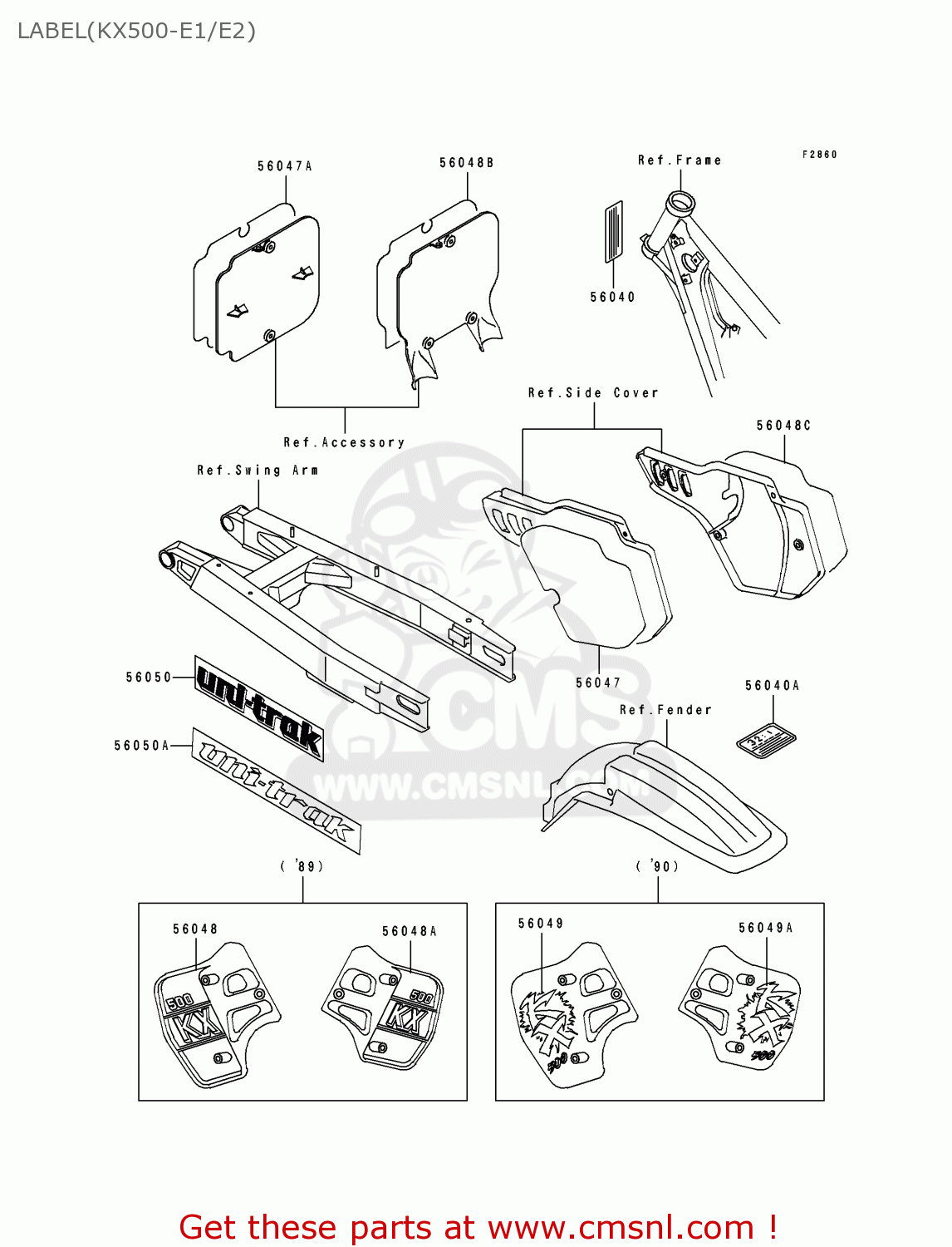 LABEL(KX500-E1/E2) KX500-E2 1990 USA CANADA