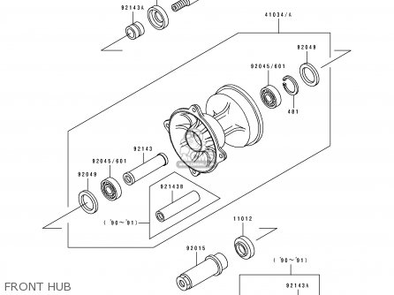 FRONT HUB - KX500-E2 1990 USA CANADA