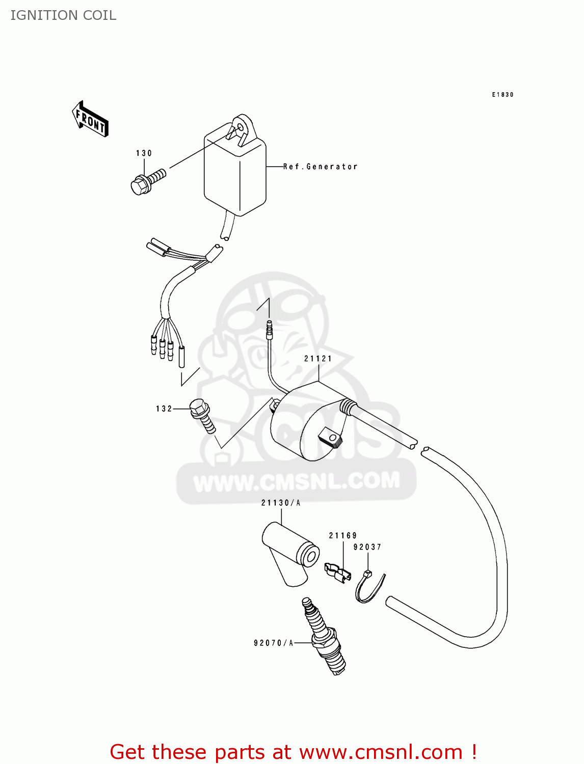 IGNITION COIL KX500-E3 1991 EUROPE UK AL AS