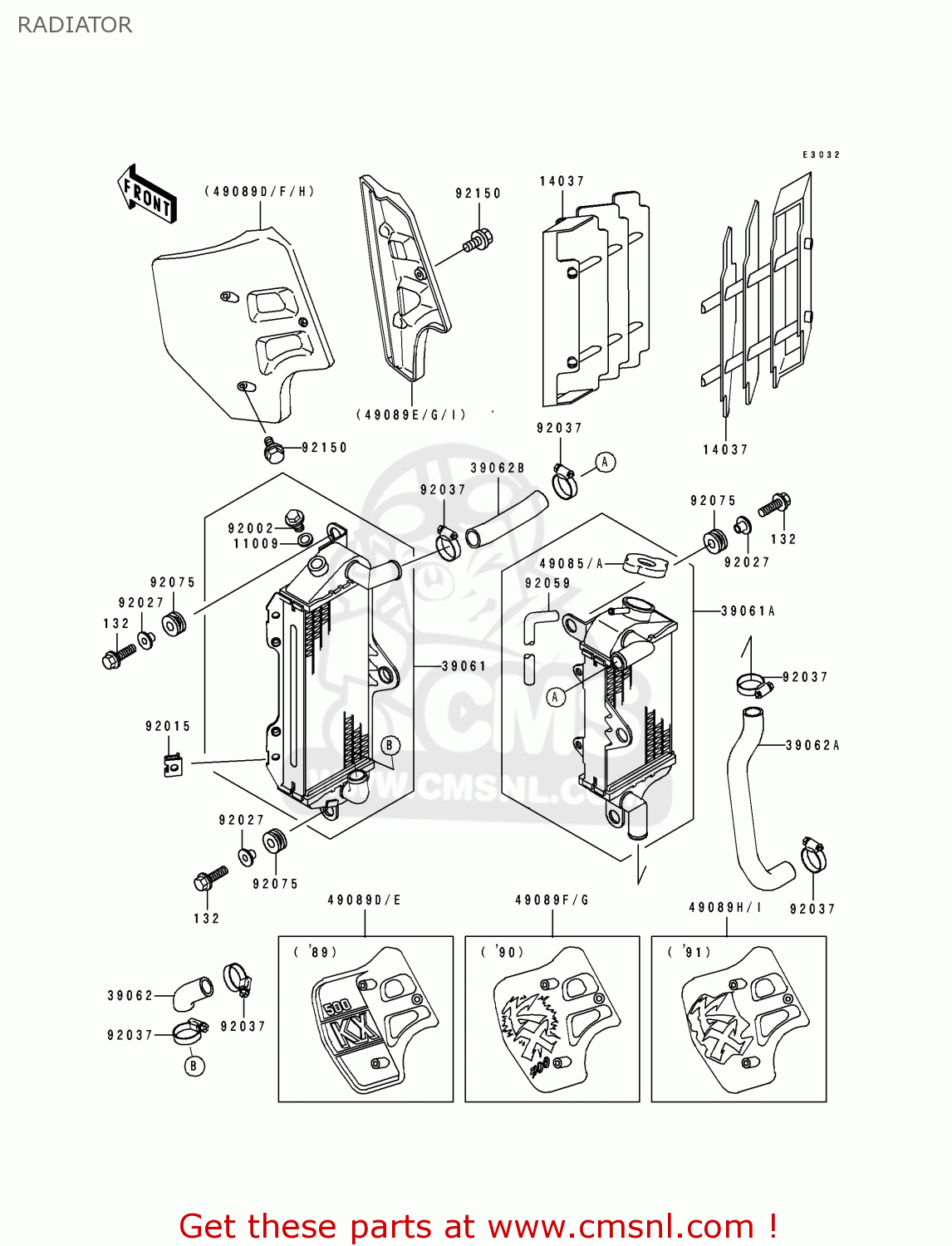 RADIATOR KX500-E3 1991 EUROPE UK AL AS