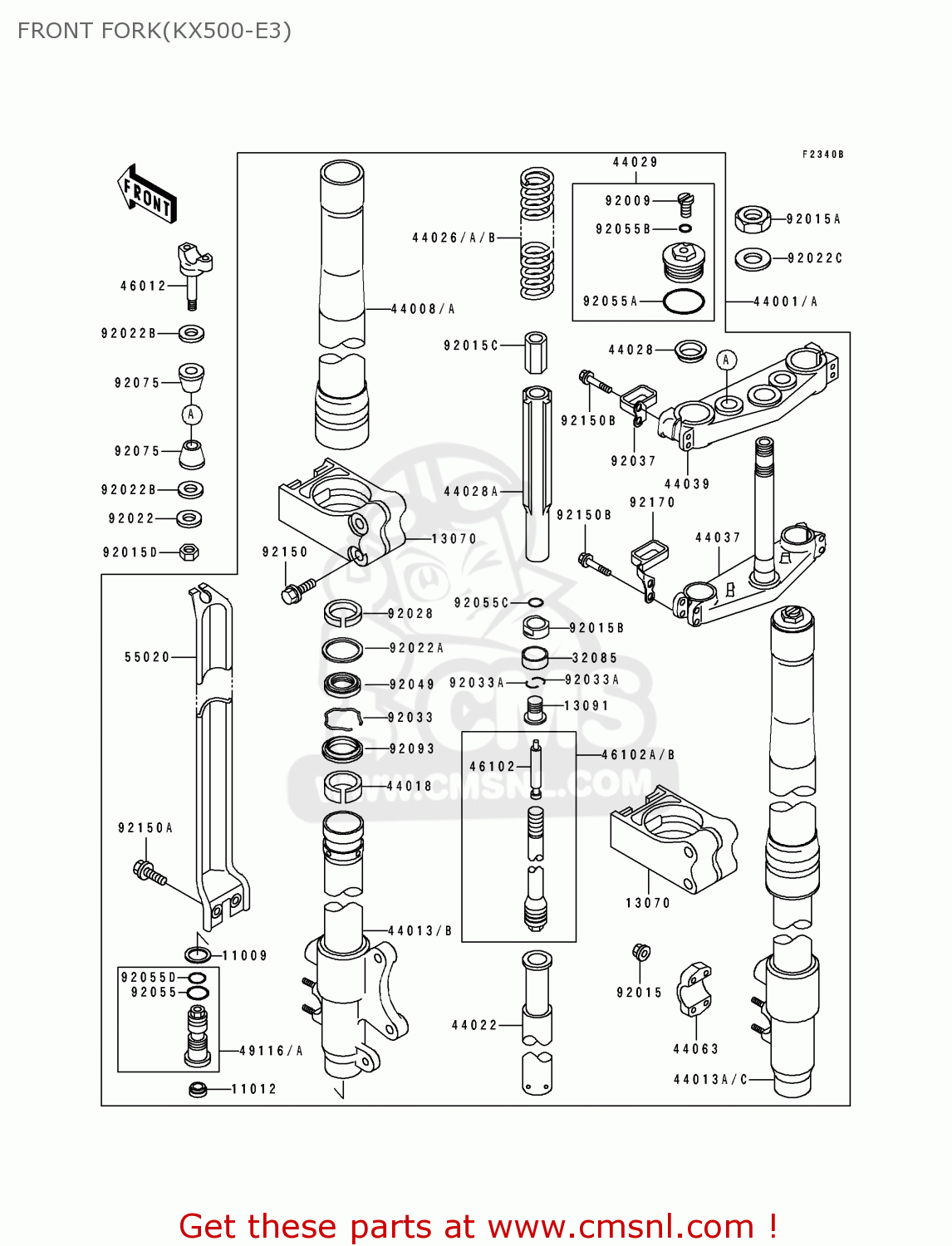 FRONT FORK(KX500-E3) KX500-E3 1991 EUROPE UK AL AS