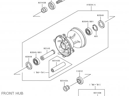 FRONT HUB - KX500-E3 1991 EUROPE UK AL AS