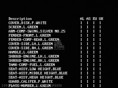 1991 KX500-E3     7F LIME GREEN - KX500-E3 1991 EUROPE UK AL AS