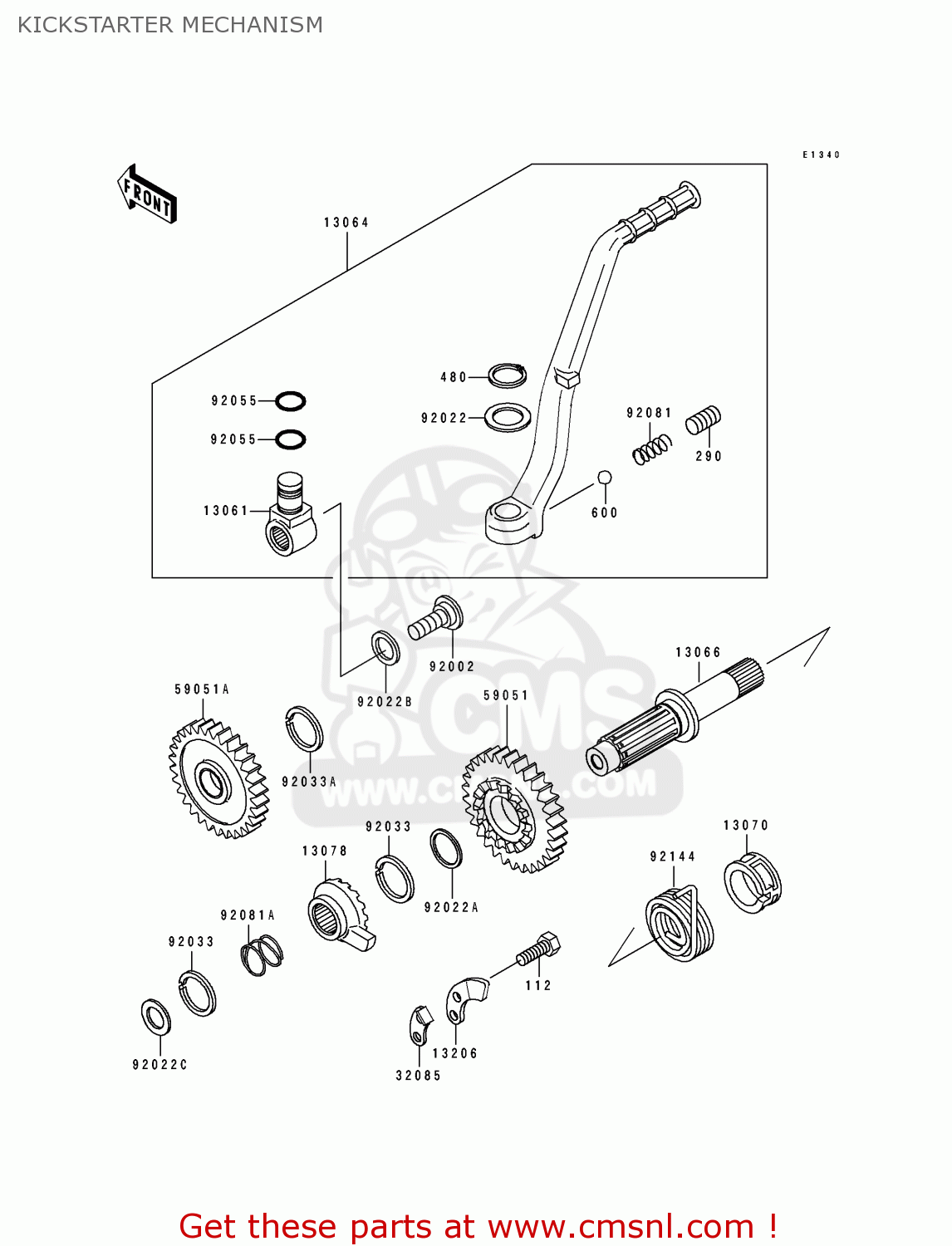 KICKSTARTER MECHANISM KX500-E3 1991 USA CANADA