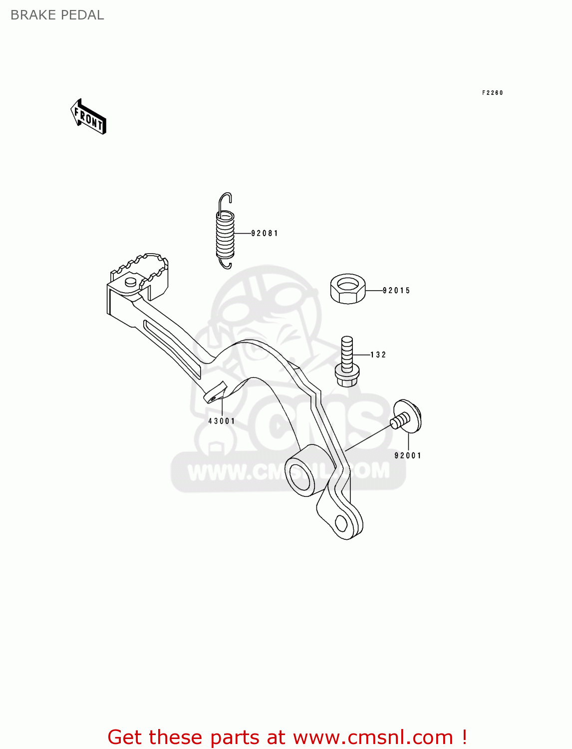 BRAKE PEDAL KX500-E3 1991 USA CANADA