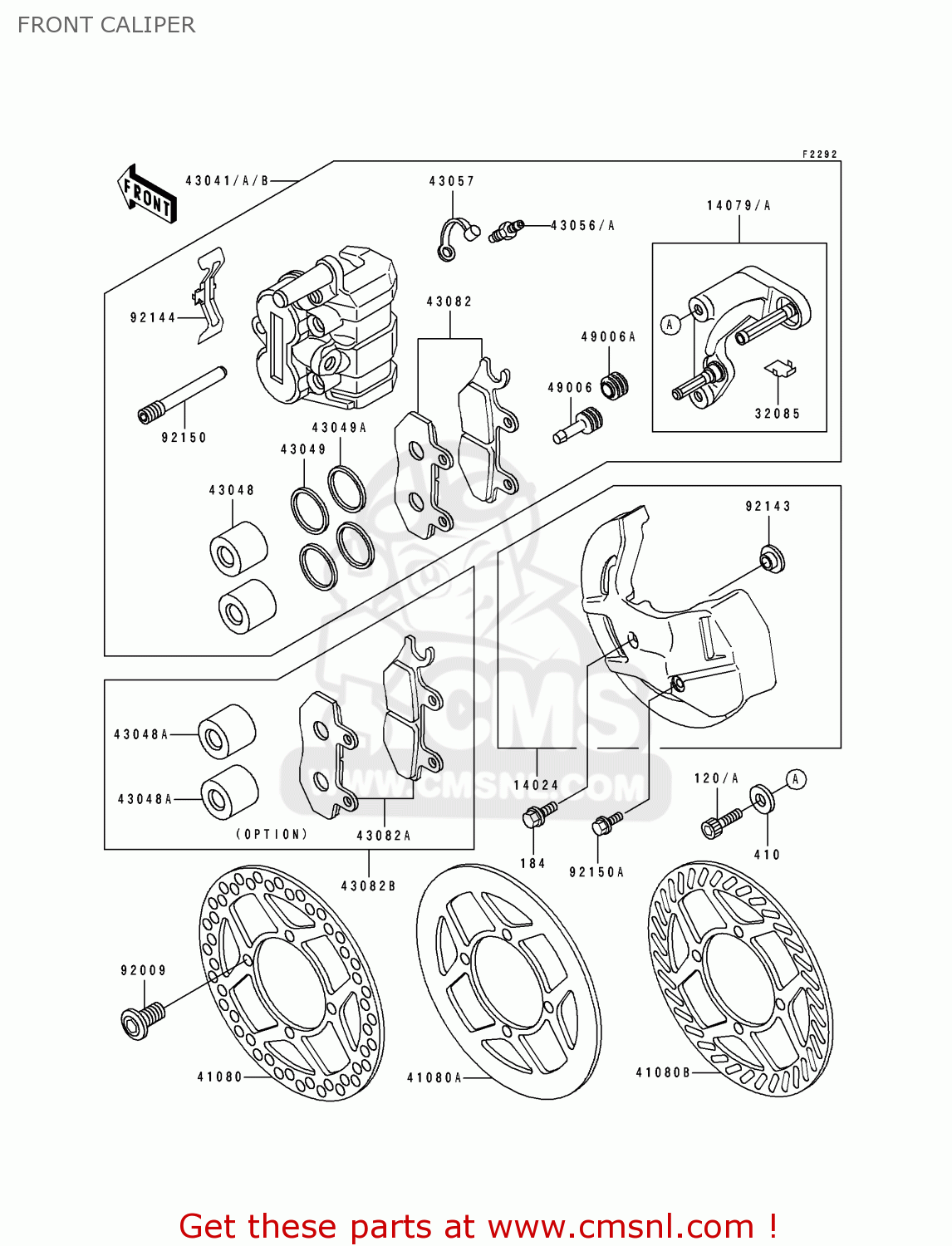 FRONT CALIPER KX500-E3 1991 USA CANADA