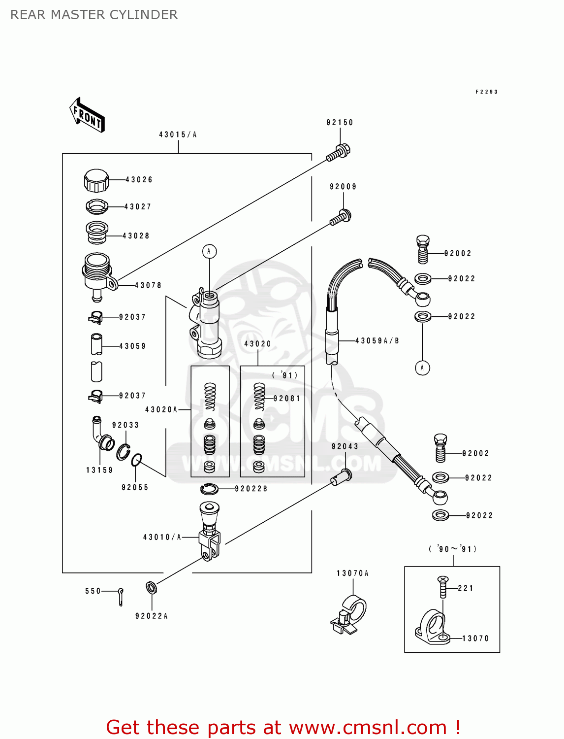 REAR MASTER CYLINDER KX500-E3 1991 USA CANADA