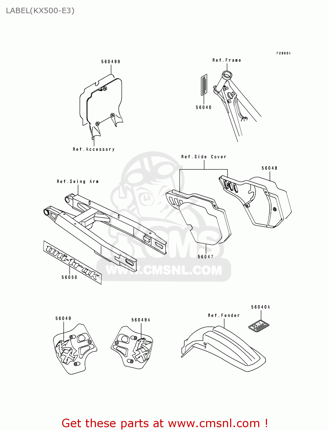 LABEL(KX500-E3) KX500-E3 1991 USA CANADA