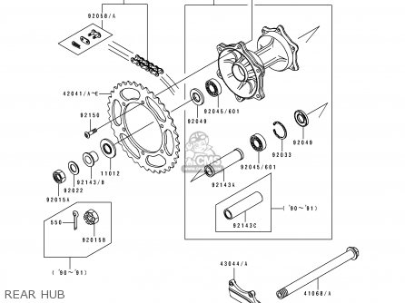 REAR HUB - KX500-E3 1991 USA CANADA
