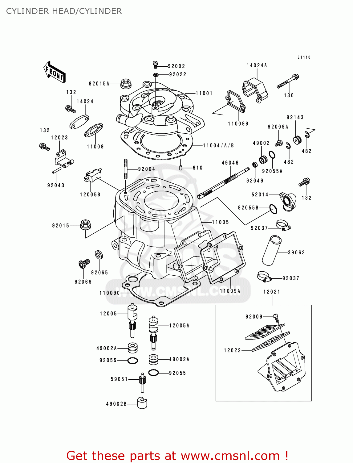 CYLINDER HEAD/CYLINDER KX500-E4 1992 EUROPE AS