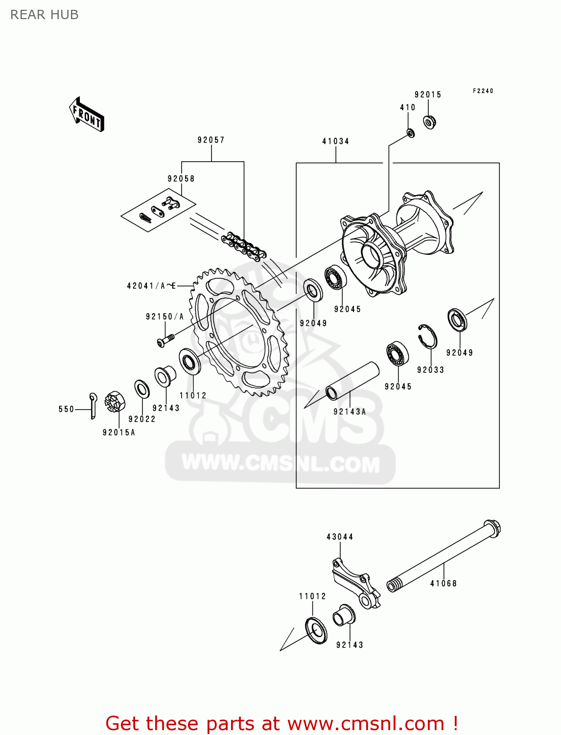 REAR HUB KX500-E4 1992 EUROPE AS