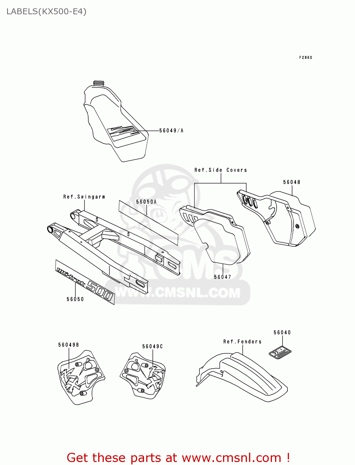 LABELS(KX500-E4) KX500-E4 1992 EUROPE AS