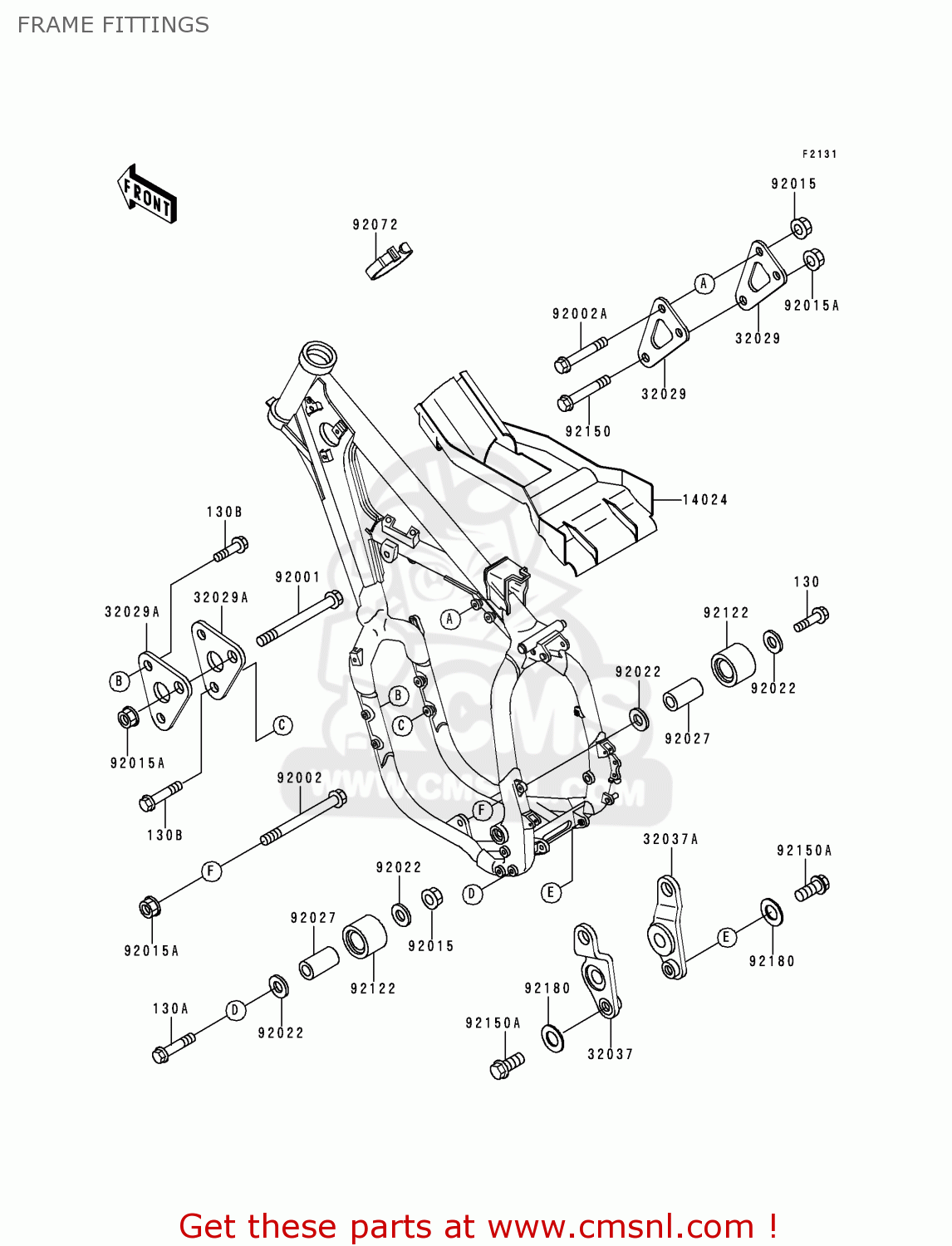 FRAME FITTINGS KX500-E4 1992 USA CANADA