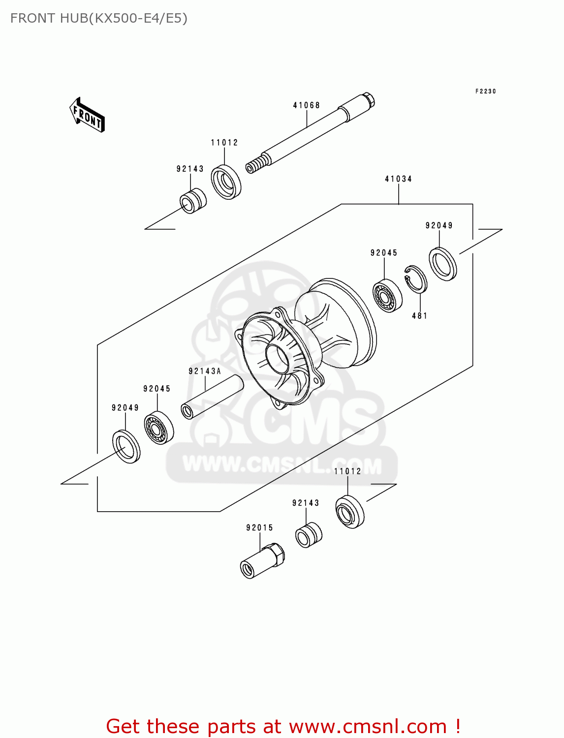 FRONT HUB(KX500-E4/E5) KX500-E4 1992 USA CANADA