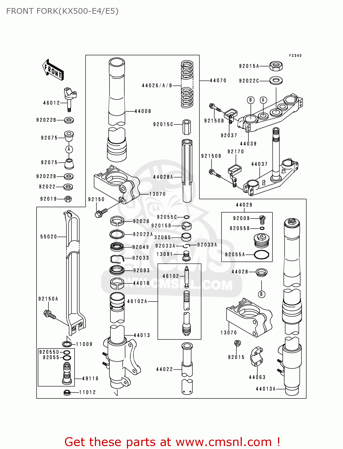 FRONT FORK(KX500-E4/E5) KX500-E4 1992 USA CANADA