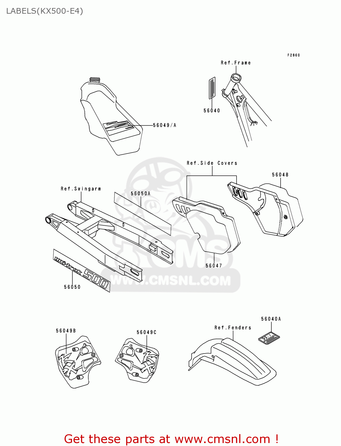 LABELS(KX500-E4) KX500-E4 1992 USA CANADA