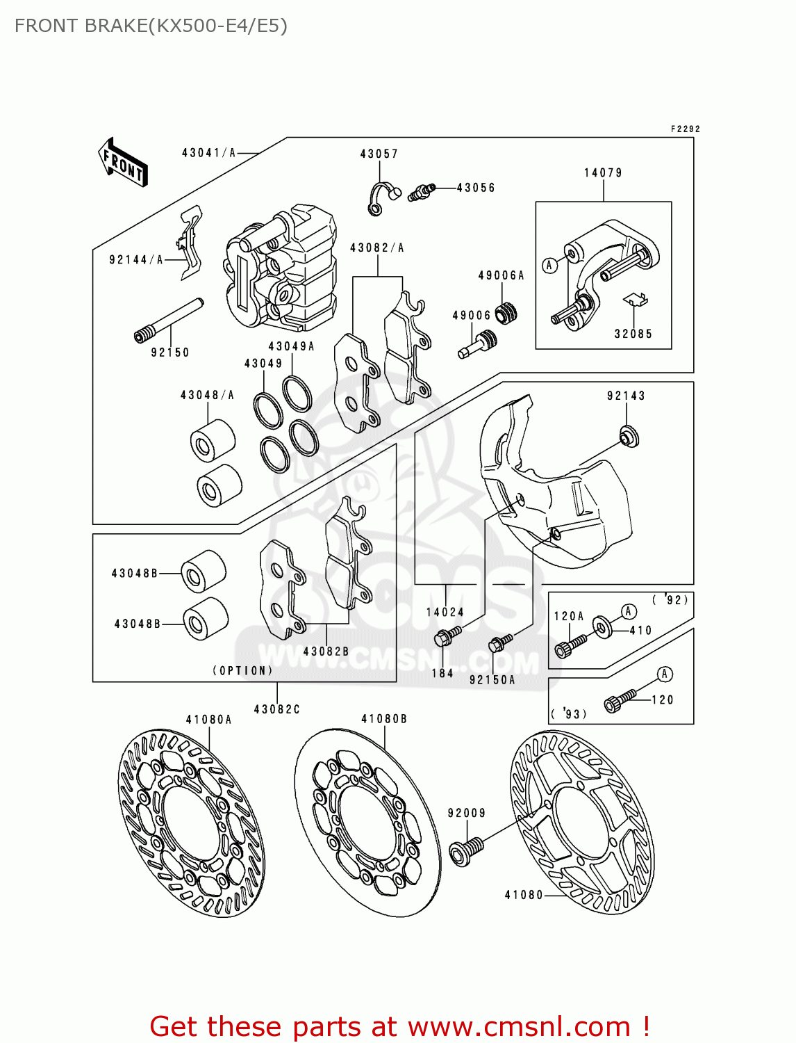 FRONT BRAKE(KX500-E4/E5) KX500-E5 1993 EUROPE AS