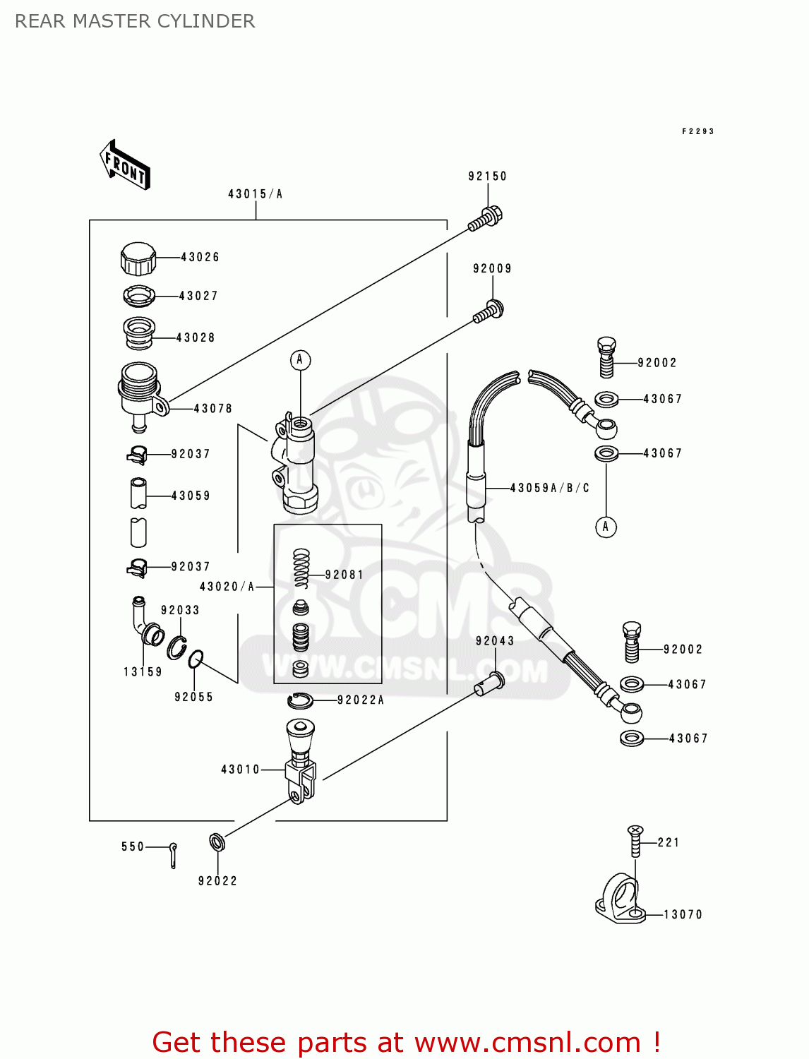 REAR MASTER CYLINDER KX500-E5 1993 EUROPE AS