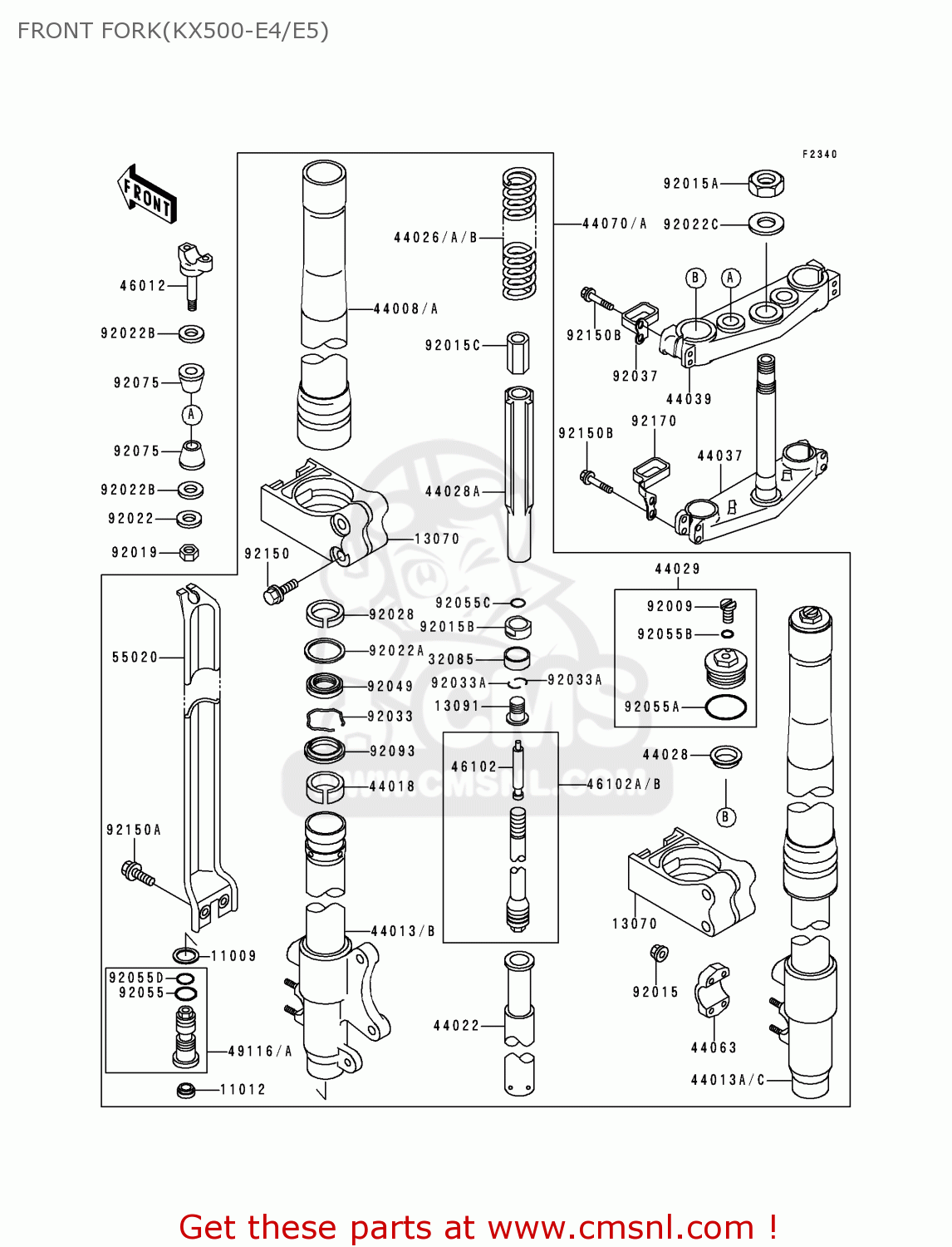 FRONT FORK(KX500-E4/E5) KX500-E5 1993 EUROPE AS