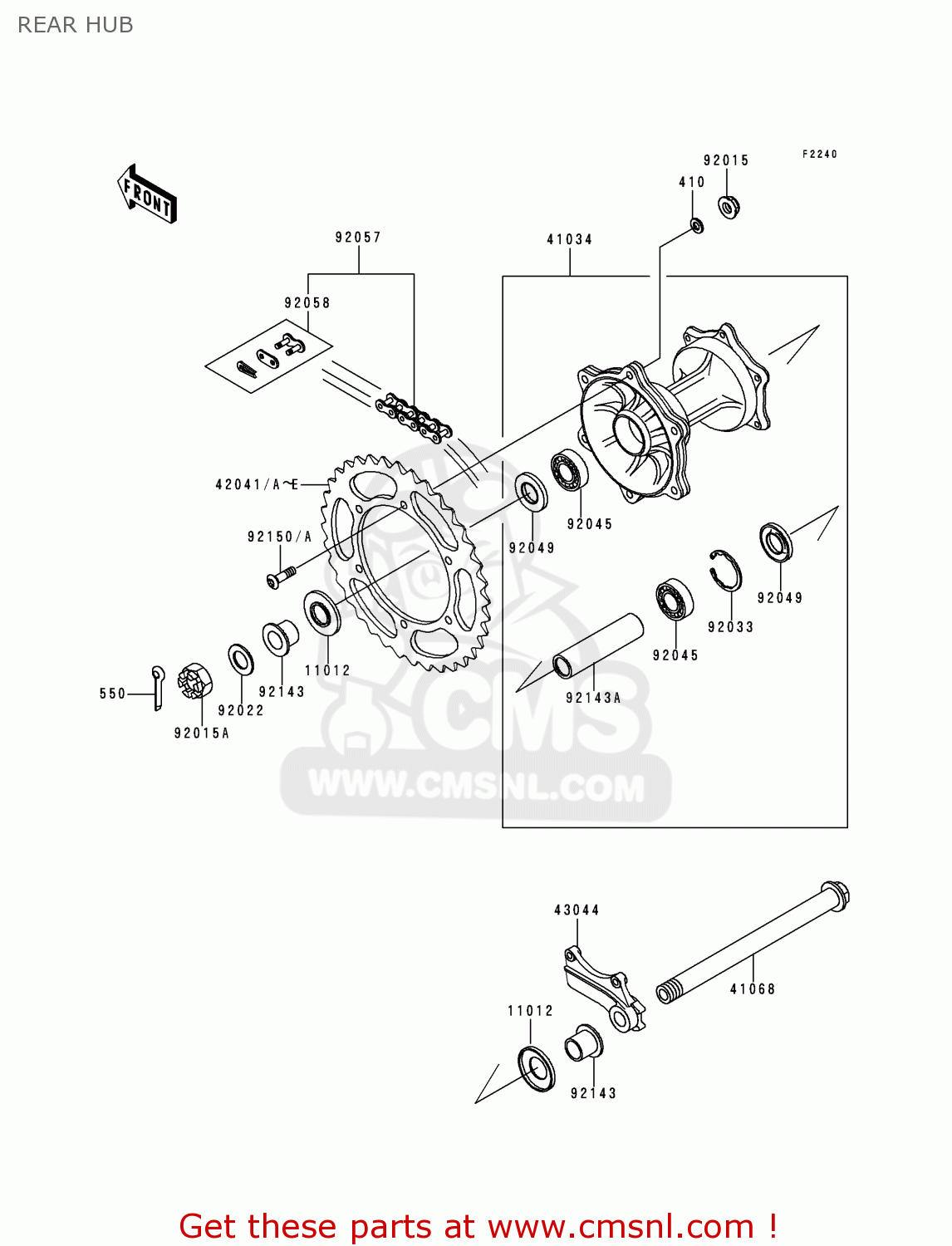 REAR HUB KX500-E5 1993 USA CANADA