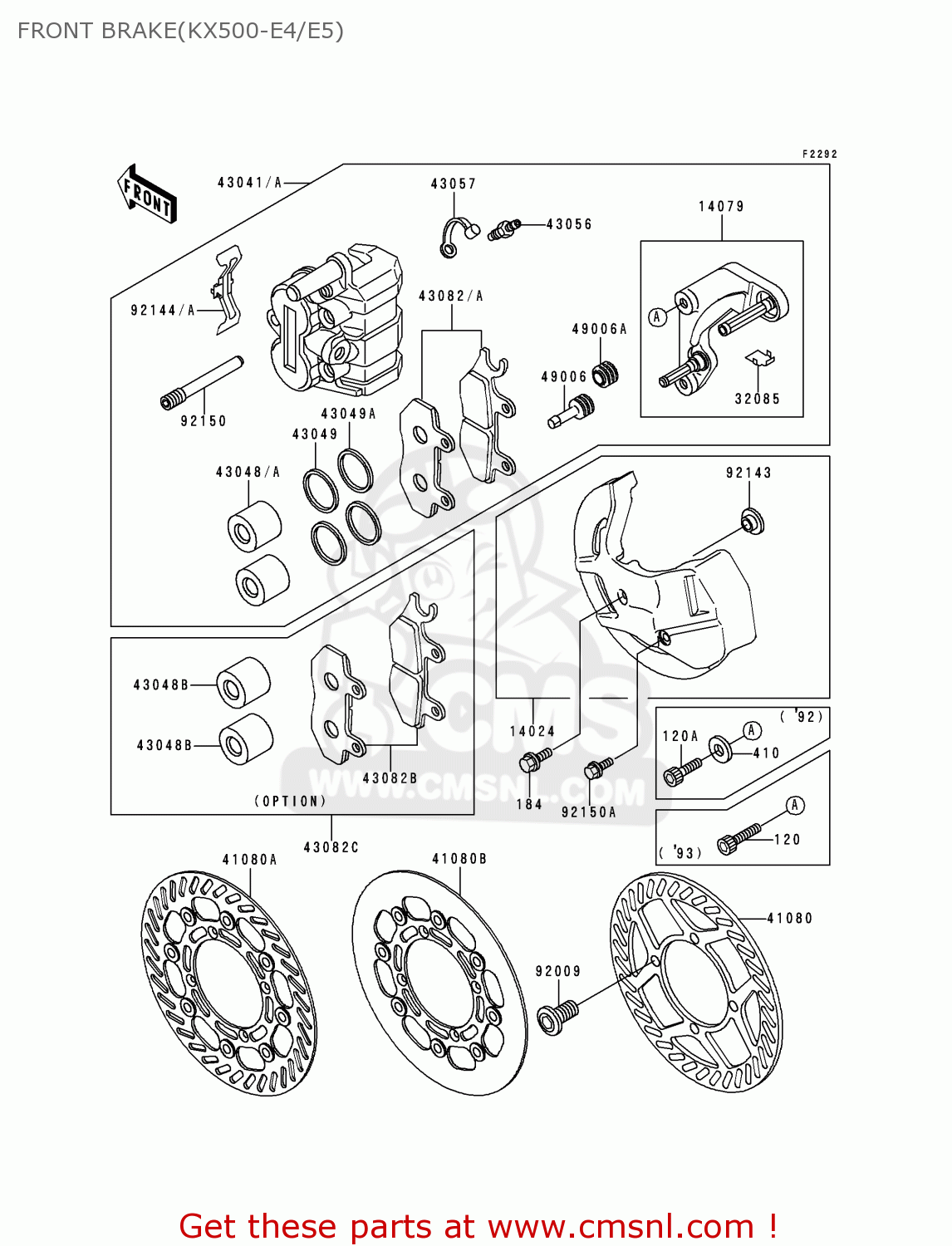 FRONT BRAKE(KX500-E4/E5) KX500-E5 1993 USA CANADA