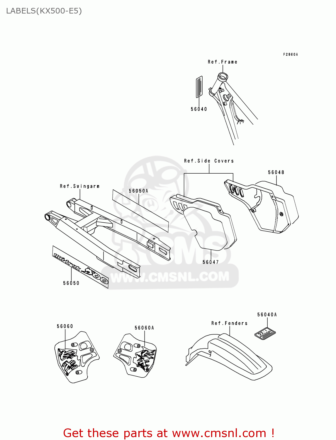 LABELS(KX500-E5) KX500-E5 1993 USA CANADA