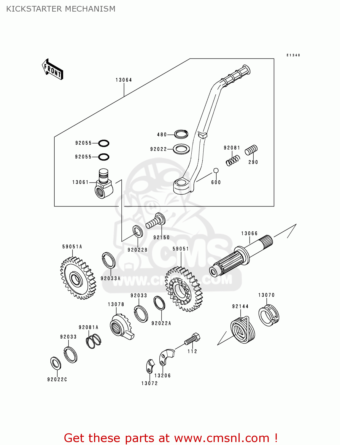 Kawasaki KX500-E6 1994 EUROPE AS KICKSTARTER MECHANISM - buy original ...