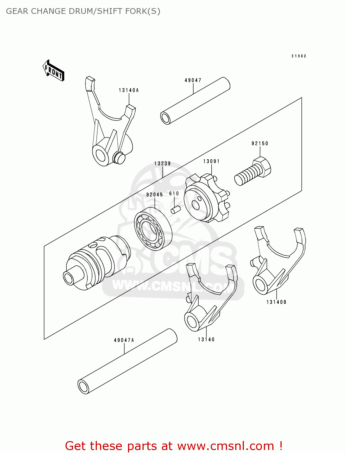 GEAR CHANGE DRUM/SHIFT FORK(S) KX500-E6 1994 EUROPE AS
