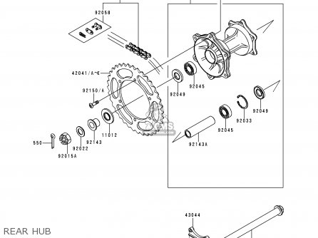 REAR HUB - KX500-E6 1994 EUROPE AS