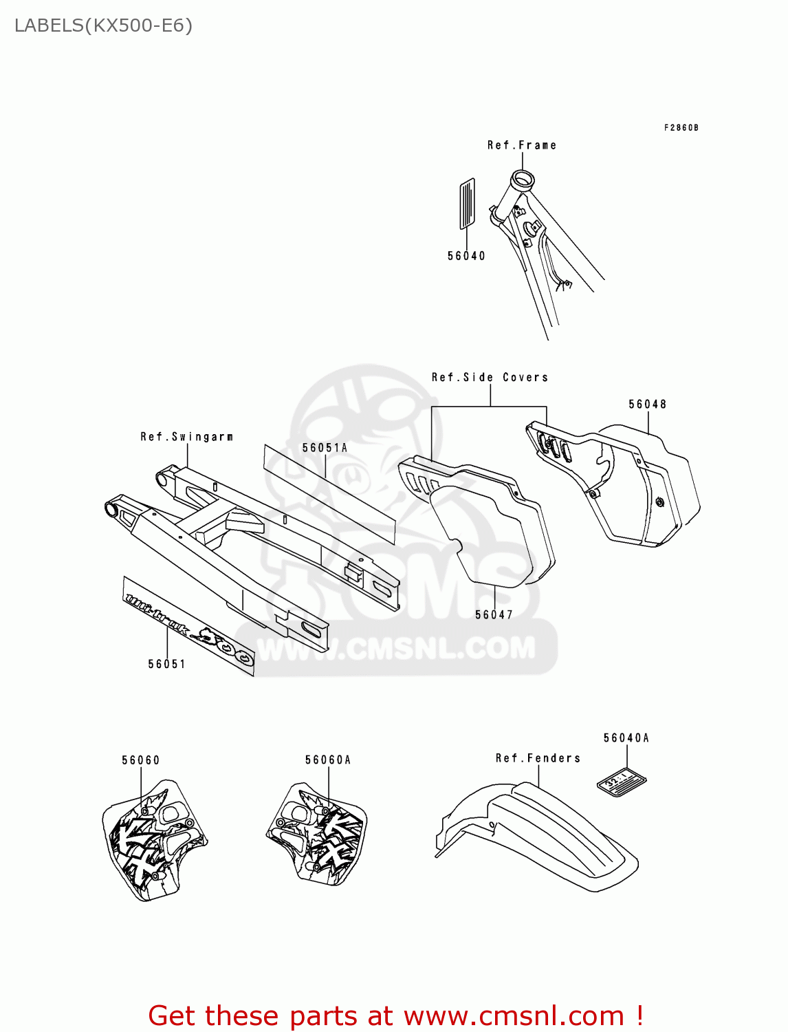 LABELS(KX500-E6) KX500-E6 1994 USA CANADA