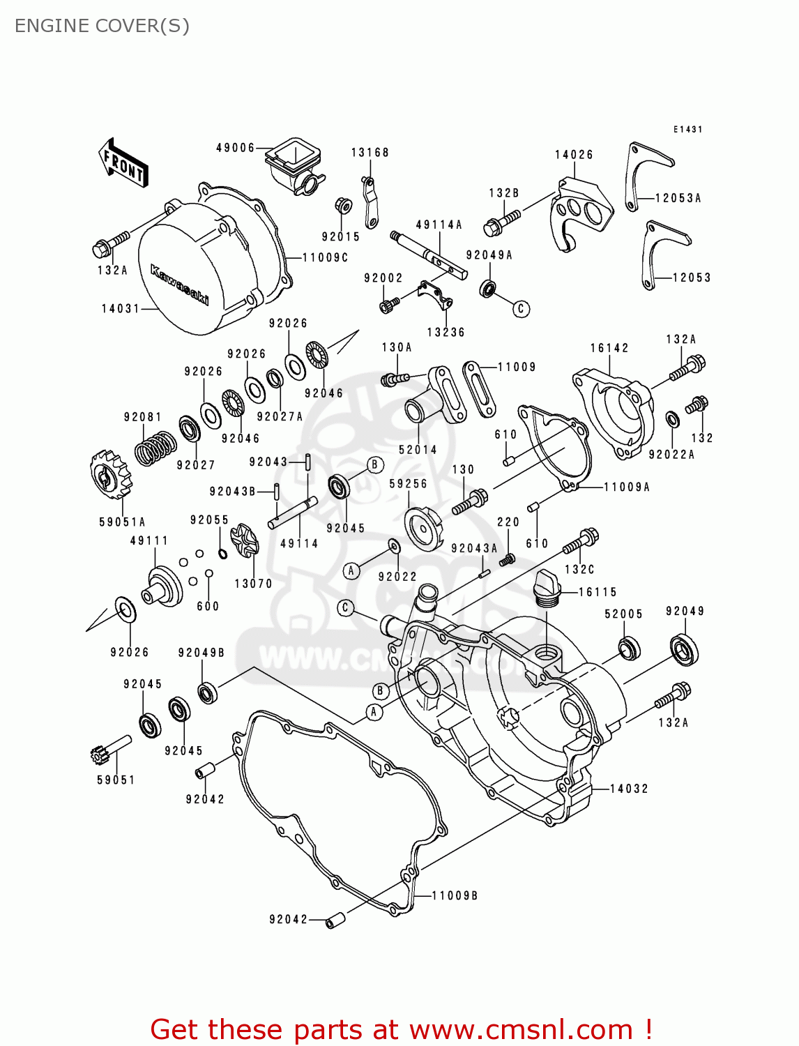 ENGINE COVER(S) KX500-E7 1995 EUROPE AS