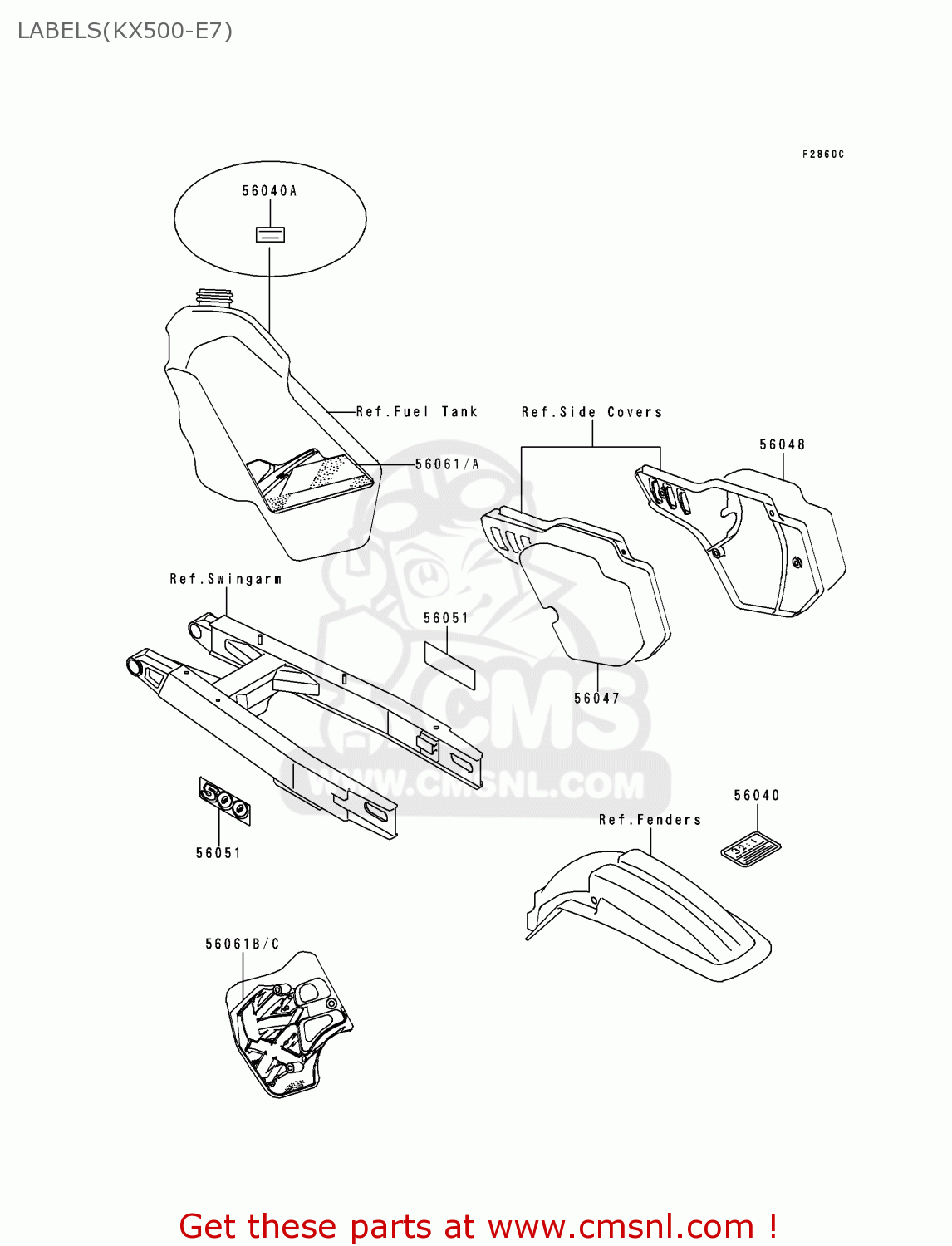 LABELS(KX500-E7) KX500-E7 1995 EUROPE AS