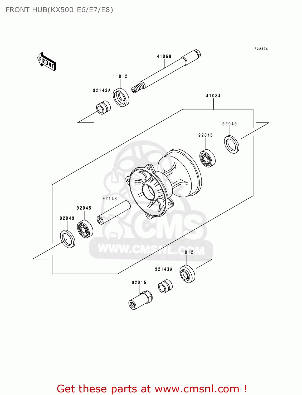 FRONT HUB(KX500-E6/E7/E8) KX500-E7 1995 USA CANADA