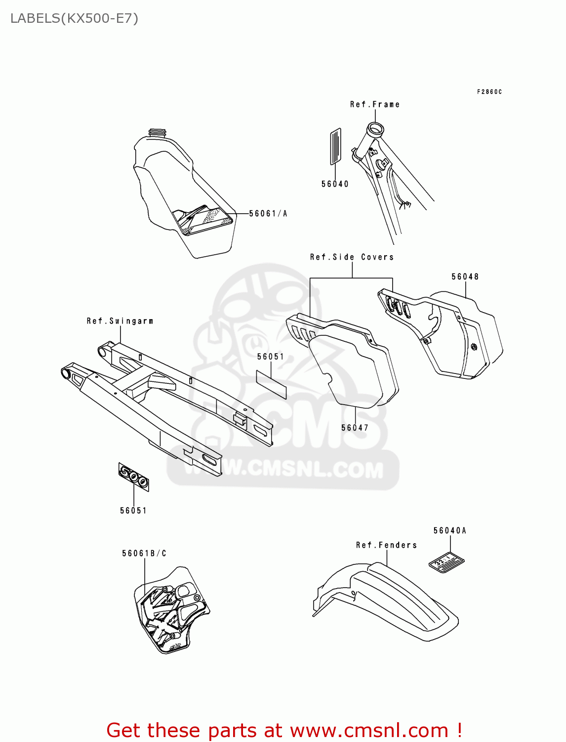 LABELS(KX500-E7) KX500-E7 1995 USA CANADA