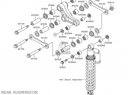 REAR SUSPENSION - KX500-E8 1996 USA CANADA