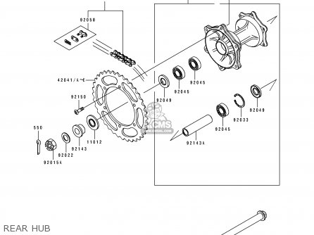 REAR HUB - KX500-E9 1997 USA CANADA