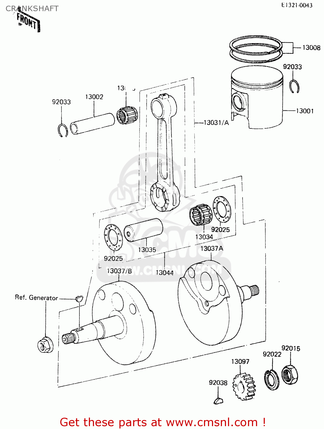 Kawasaki KX60A1 1983 A1/A2 CRANKSHAFT buy original CRANKSHAFT spares